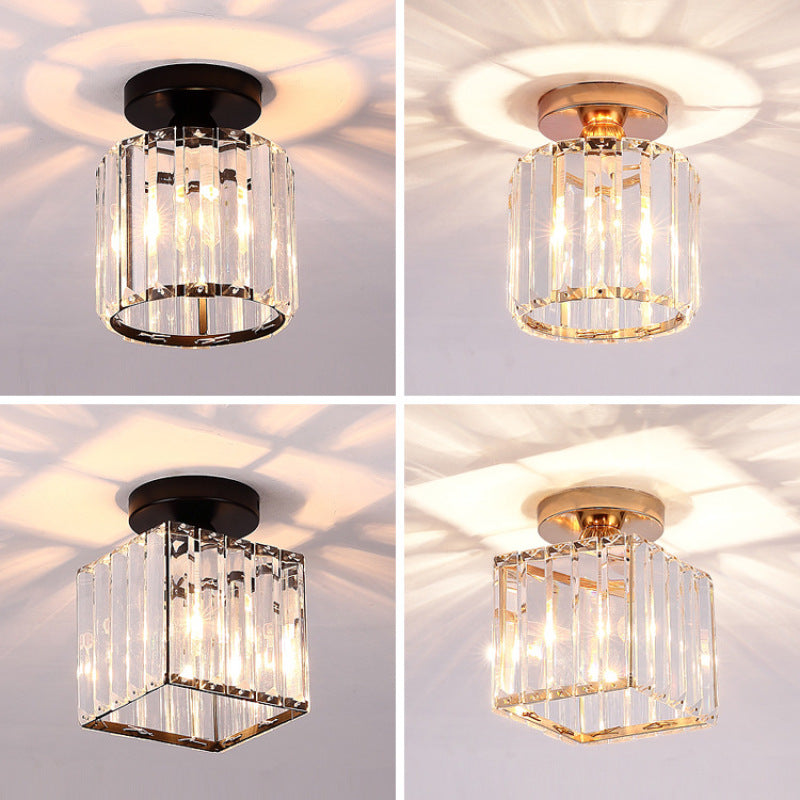 Freyza | Stonel Modern Metal Crystal Flush Mount Ceiling Light – Modern Bedroom Hallway Kitchen