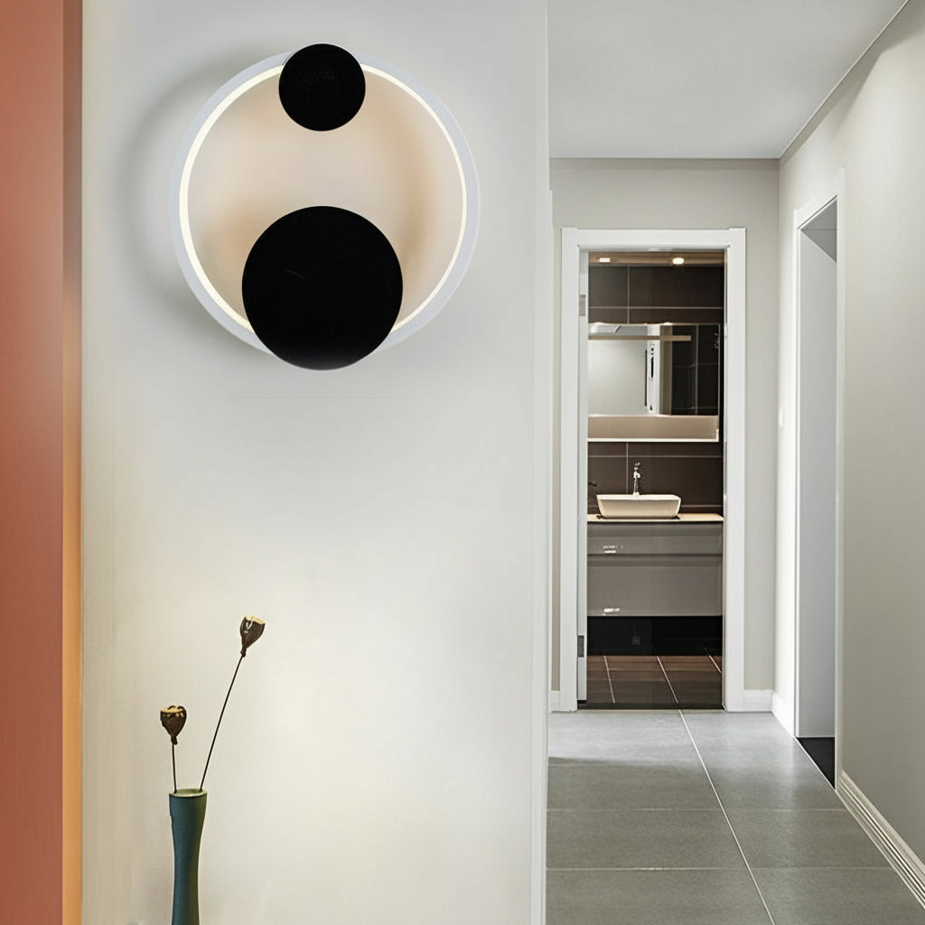 Freyza - LED Wall Sconce – Nordic Geometric Round Oval Iron Acrylic (3-Step Dimming & 13-40cm)
