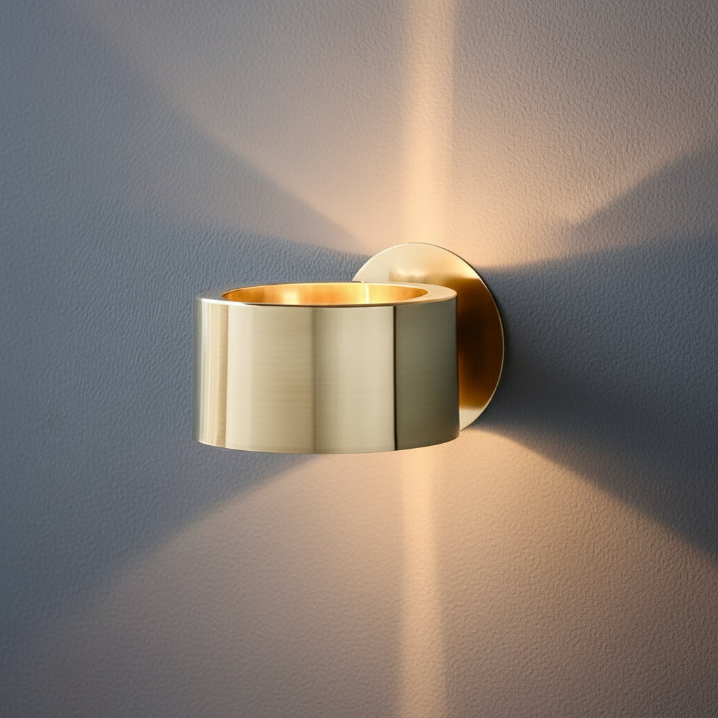 Freyza - Nordic Wall Sconce Circular Up Down Iron Gold E27 15cm / 6in Minimalist Bedside Light