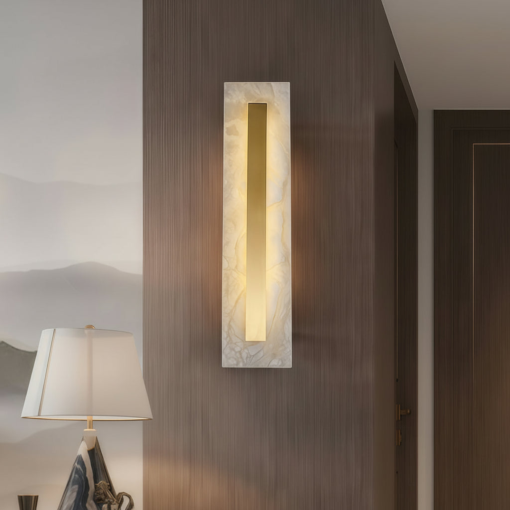 Freyza - LED Wall Sconce Light – Round Square Cloud Stone Brass Gold (30-50cm / 11.8-19.7in)