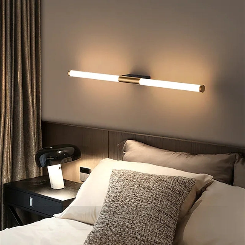 Freyza | Moren Minimalist Linear Gold Indoor Wall Light – Minimalist Bedroom Living Room