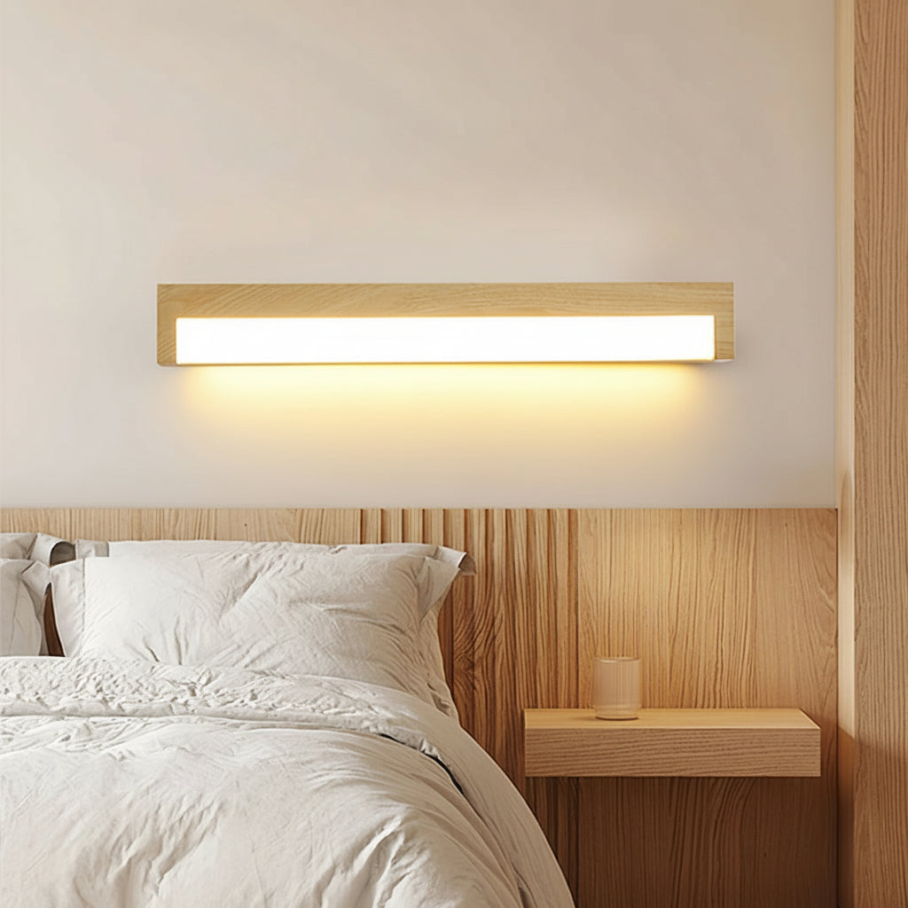 Freyza - LED Wall Sconce Light – Modern Minimalist Geometric Wood Grain Iron (30x10cm / 11.8x3.9in)