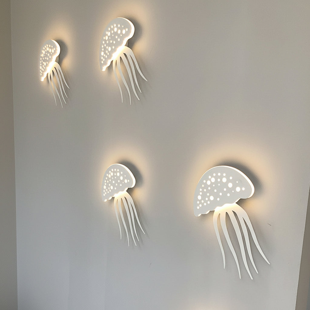 Freyza - Modern Jellyfish LED Wall Sconce – Creative Acrylic Nursery Wall Lamp (10W, White)