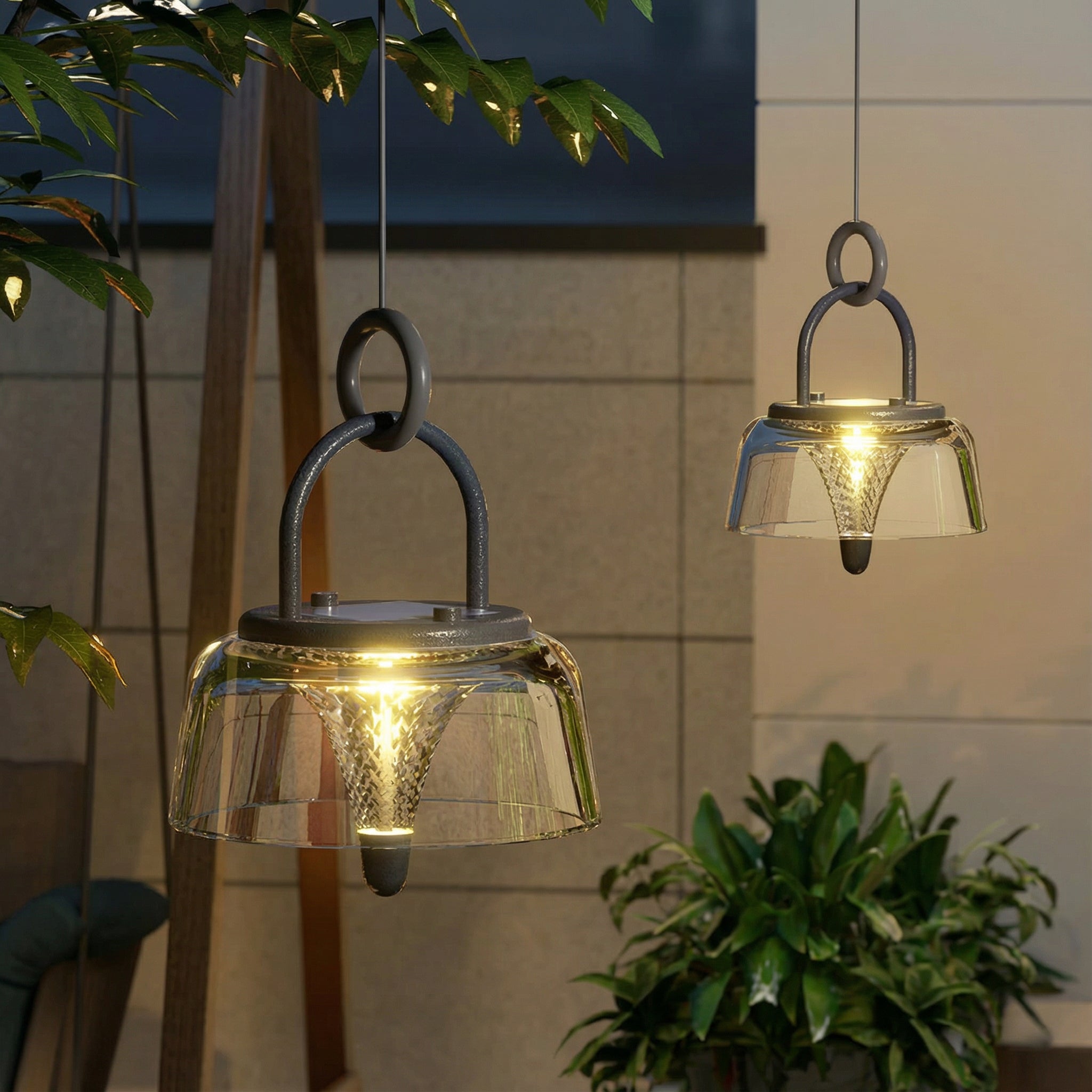 Freyza - Solar Outdoor Pendant Light IP65 Waterproof USB Rechargeable 18-28cm / 7-11in 3-Color Dimming