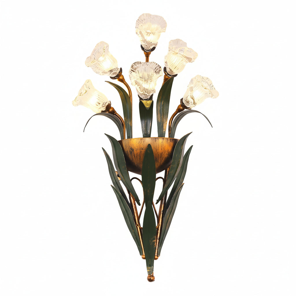 Freyza - Pastoraler Blumenstrauß Wandleuchte – Glas & Eisen Naturinspiriertes Kunstlicht (6/10-Licht)