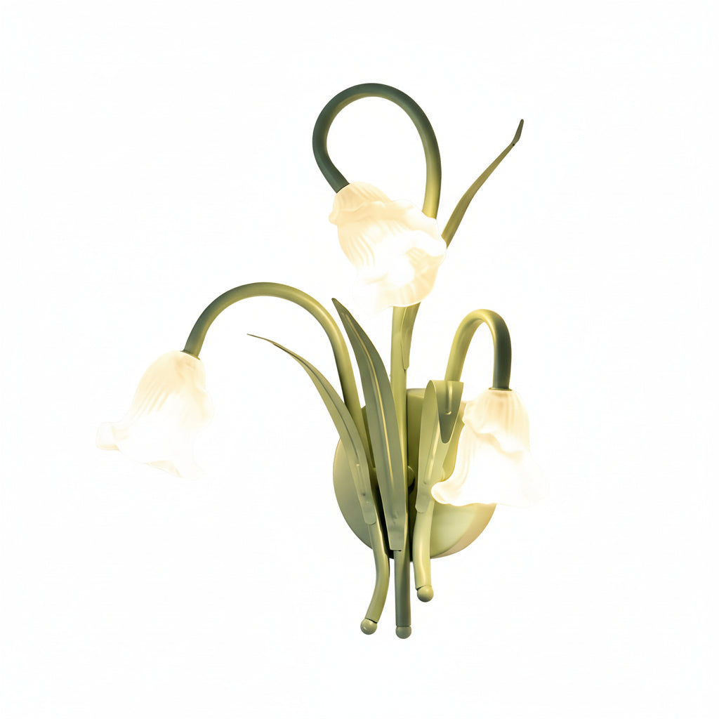 Freyza - LED Wall Sconce Light – French Country Floral Green Iron Glass (30x27cm / 11.8x10.6in)
