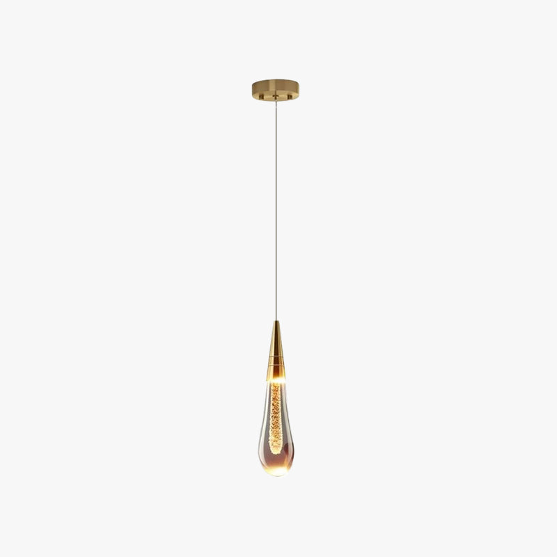 Freyza | Suspension Kristy en verre doré avec cristaux – Luminaire pour cuisine et salle à manger