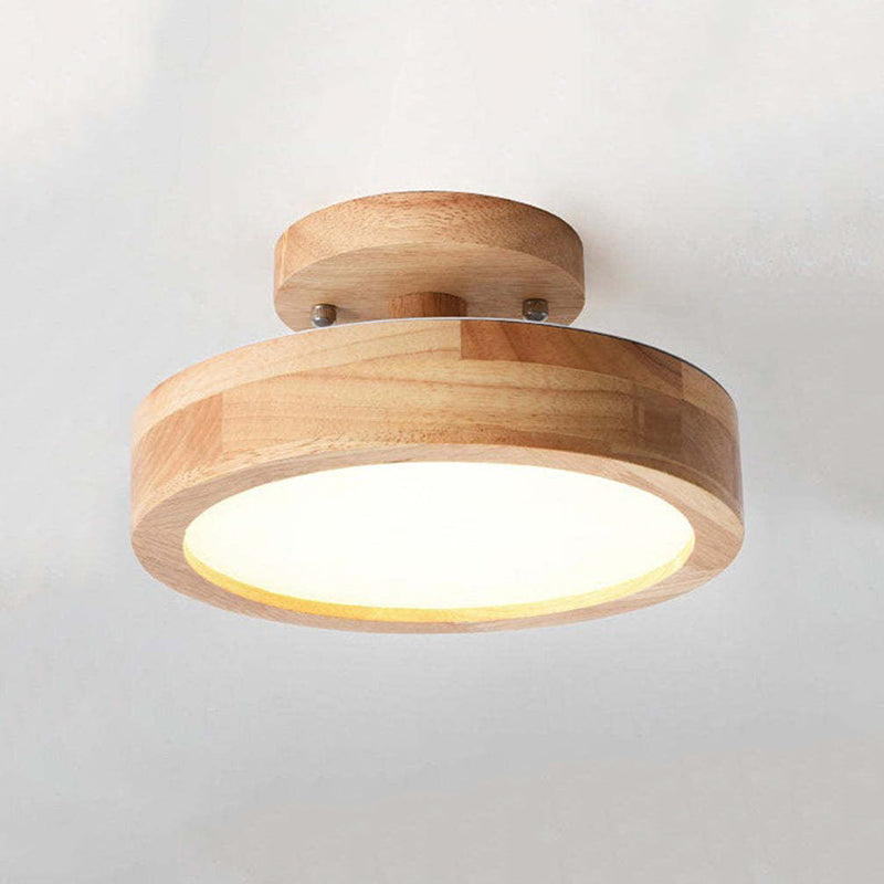 Freyza | Orya Round LED Wood Flush Mount Ceiling Light – Modern Bedroom Hallway Kitchen