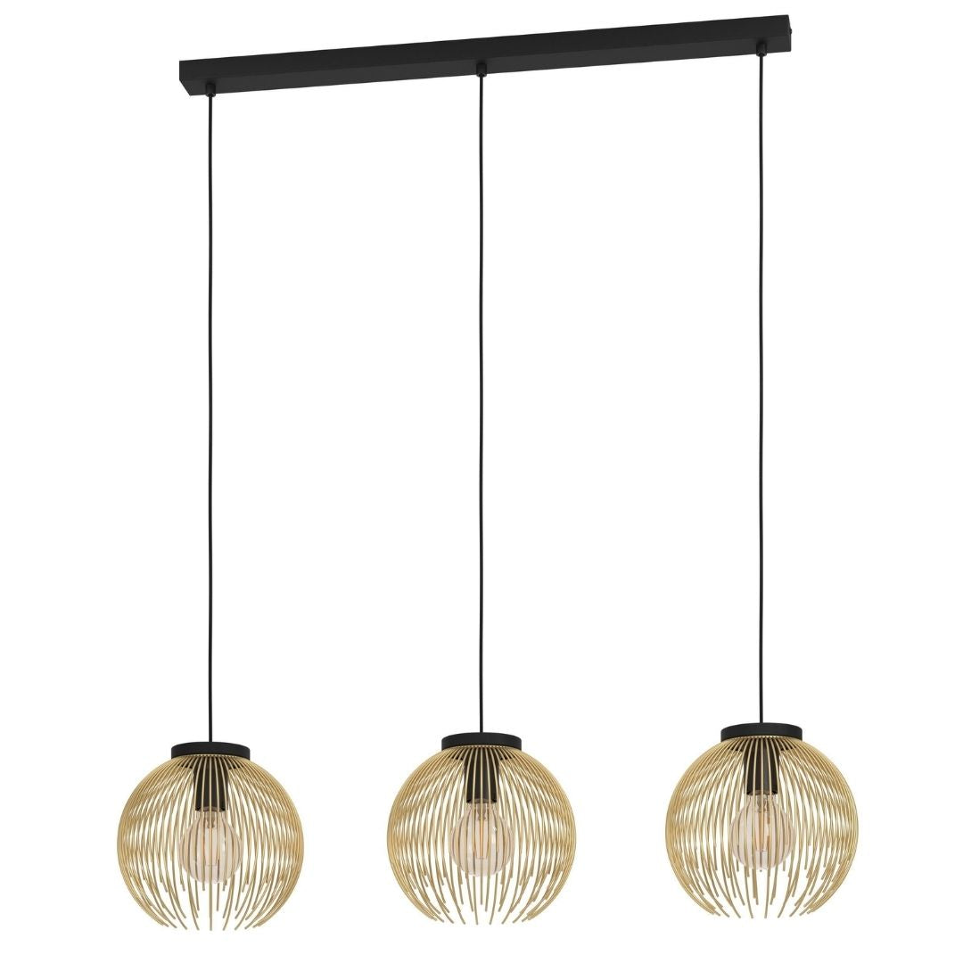 Freyza - Venezuela 3 Light Black & Gold Ceiling Pendant Bar