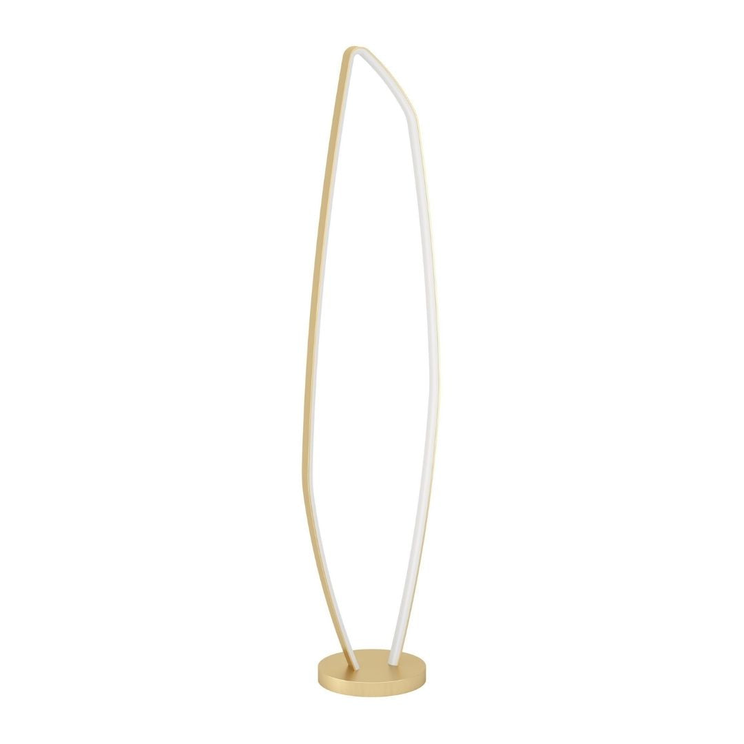 Freyza - LED Gold Floor Lamp | Elegant Organically Shaped Brushed Brass Upright | Warm White Modern Standing Light with Foot Switch