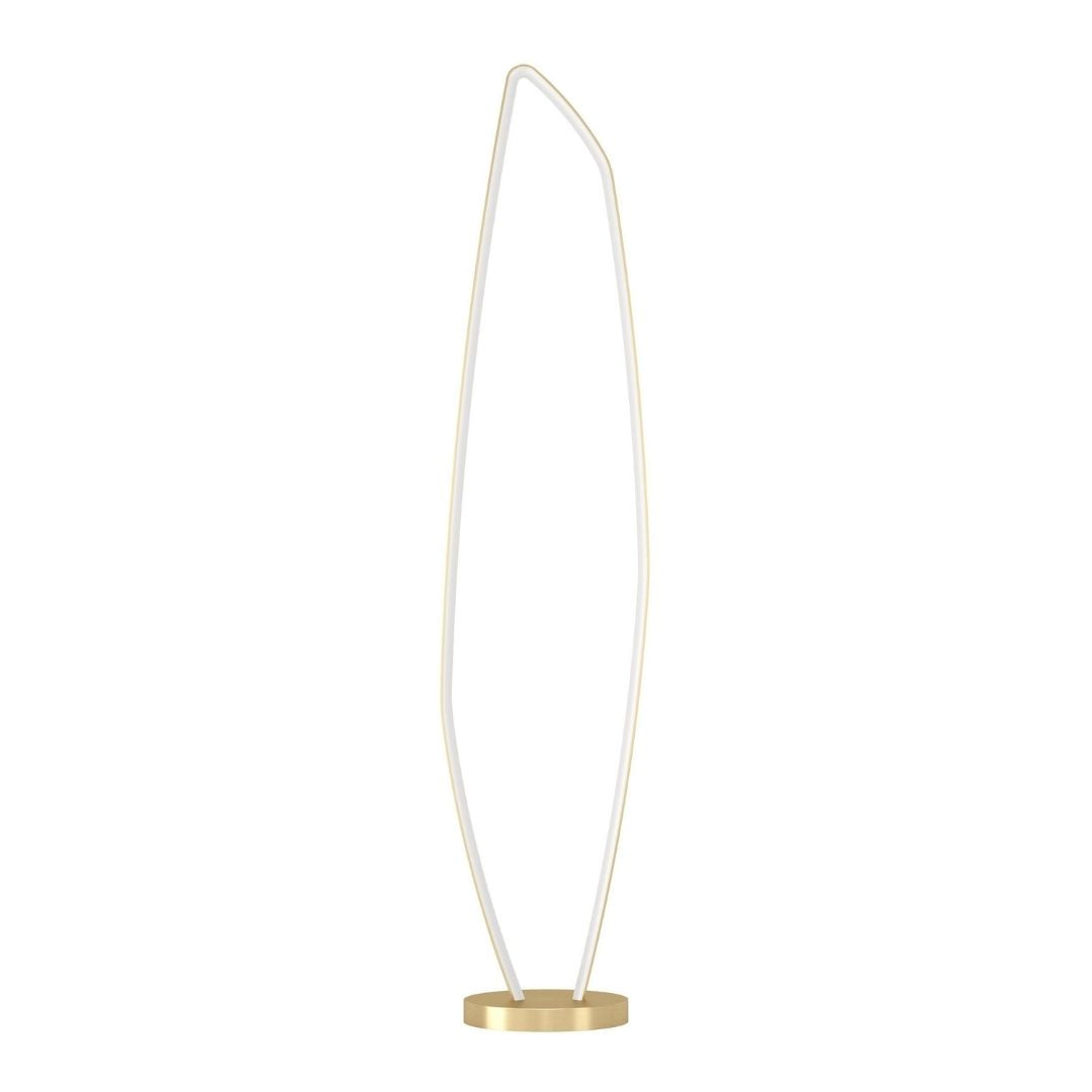 Freyza - LED Gold Floor Lamp | Elegant Organically Shaped Brushed Brass Upright | Warm White Modern Standing Light with Foot Switch