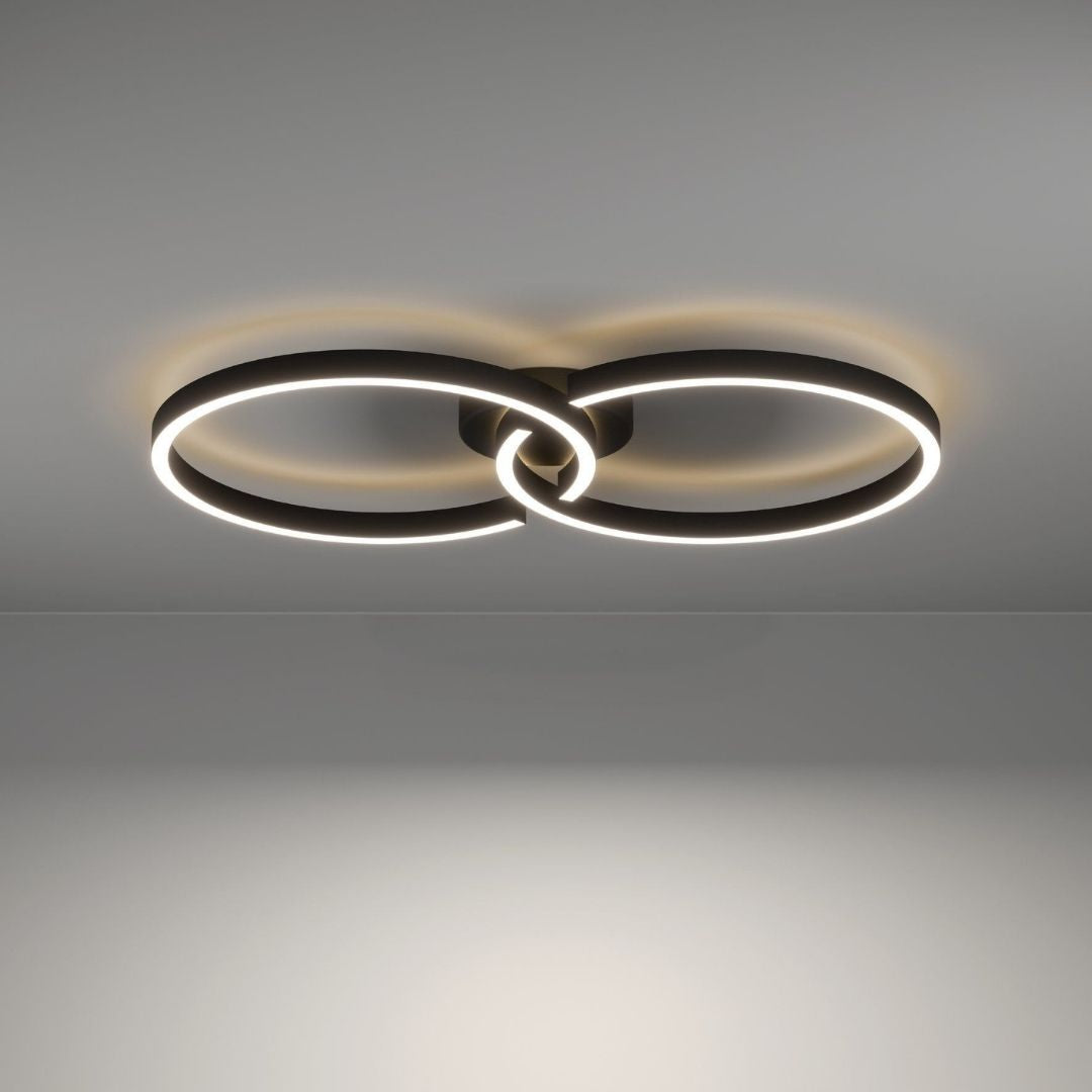 Freyza – Colour Changing Black LED Flush Ceiling Light | 67.5 cm Integrated LED with Remote Control and Adjustable White & RGB Lighting