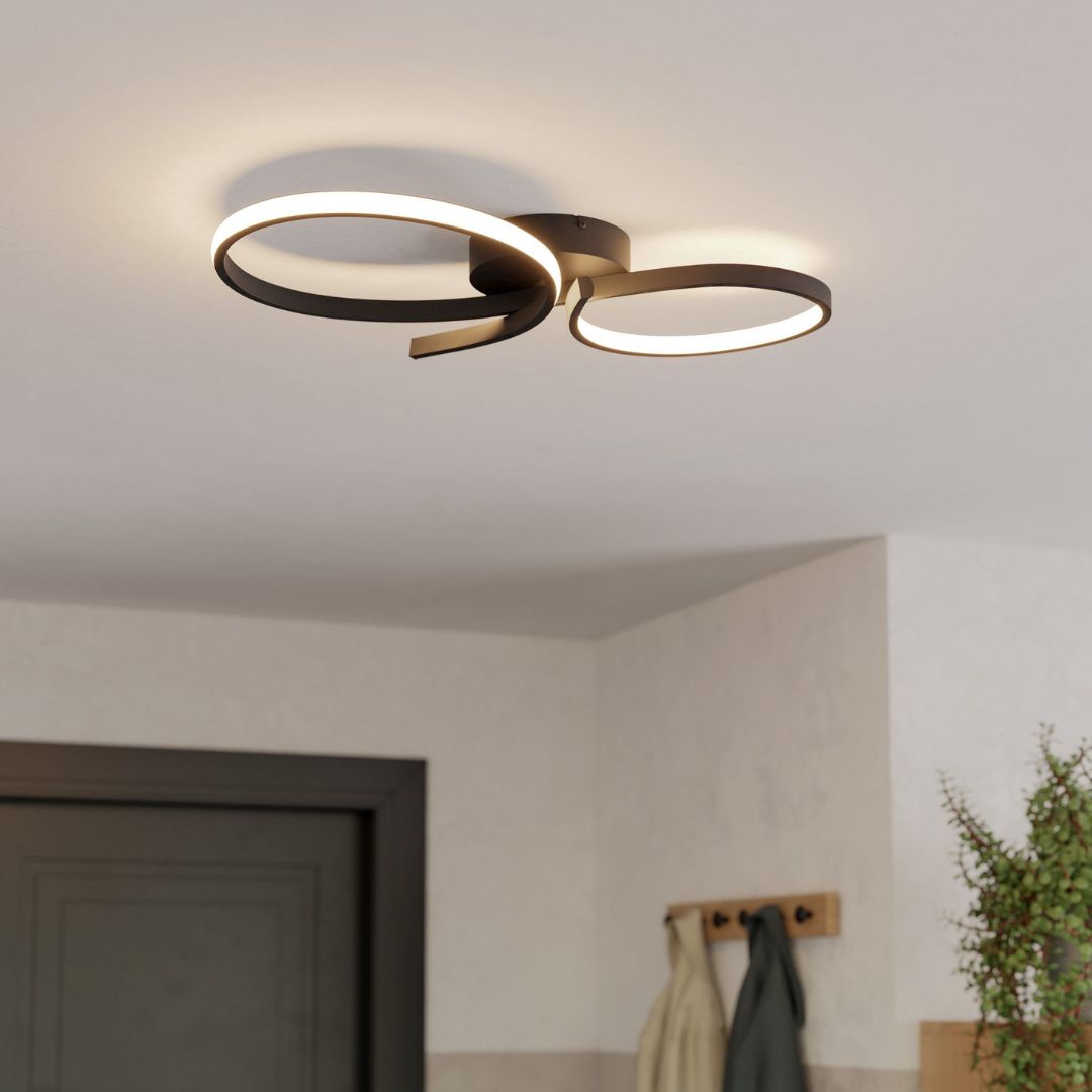 Freyza - Serpins Black LED Flush Ceiling Light