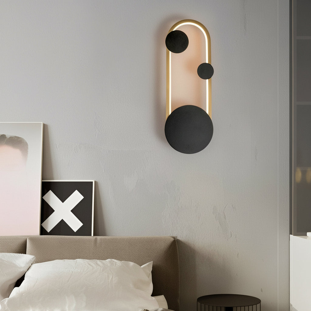 Freyza - LED Wall Sconce – Nordic Geometric Round Oval Iron Acrylic (3-Step Dimming & 13-40cm)