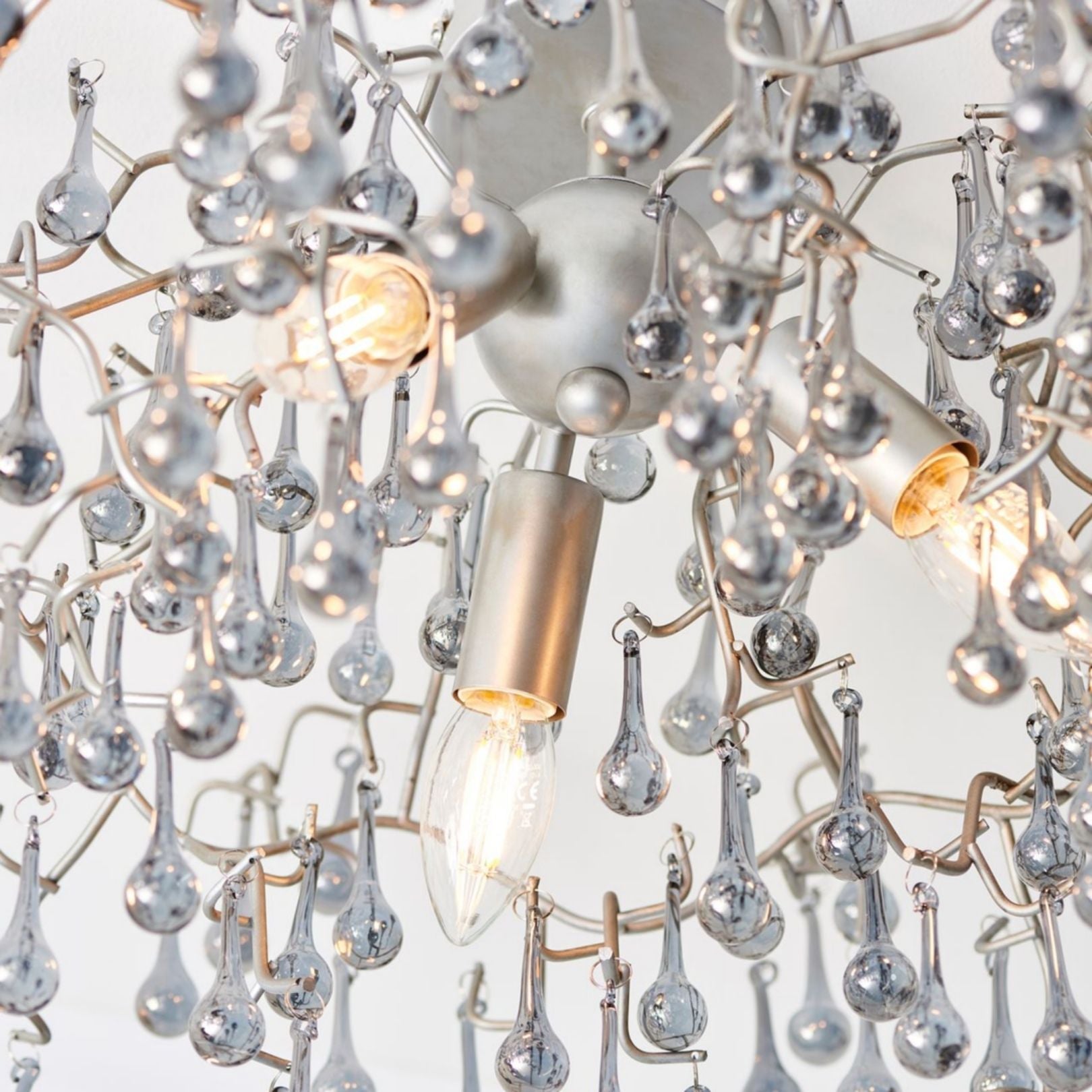 Freyza – 3-Light Silver & Glass Semi-Flush Ceiling Light | Metal Indoor Lighting Fixture with Clear Glass Shades
