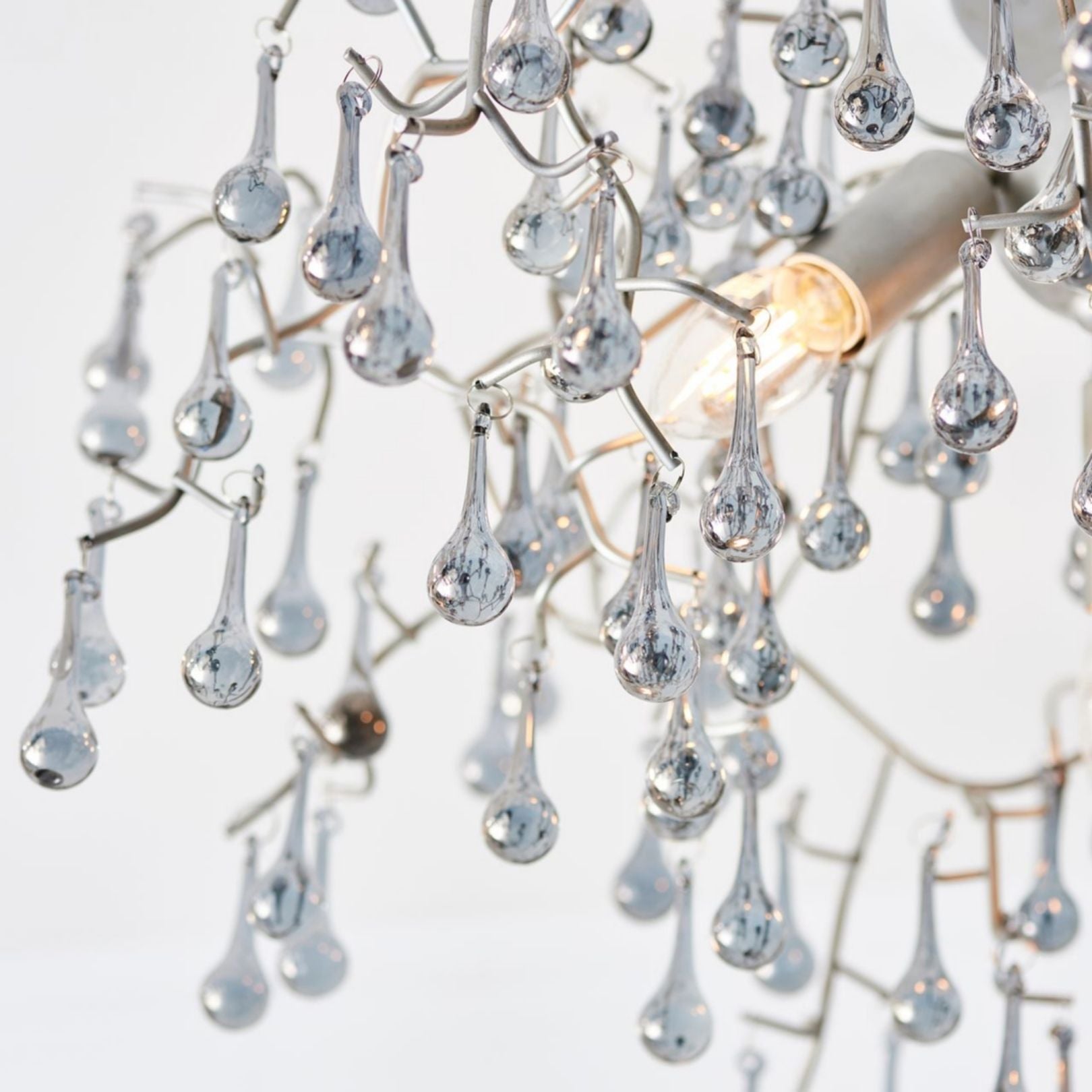 Freyza – 3-Light Silver & Glass Semi-Flush Ceiling Light | Metal Indoor Lighting Fixture with Clear Glass Shades