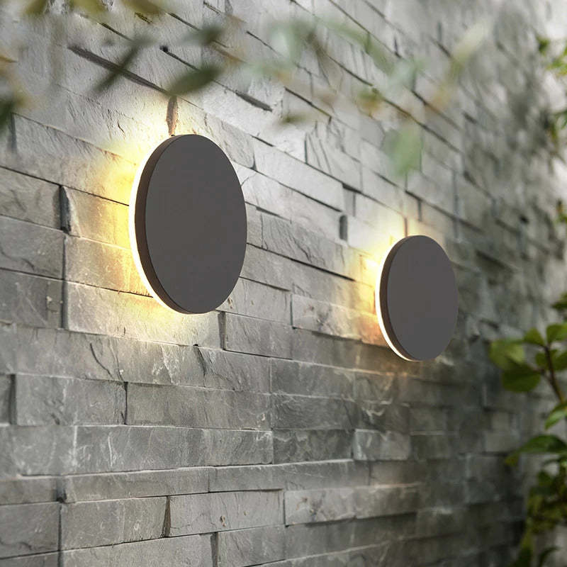 Freyza | Klyne applique murale extérieure ronde minimaliste noire et blanche – jardin, porche, extérieur