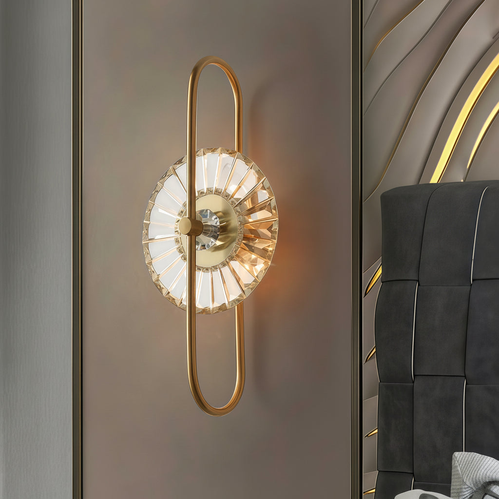 Freyza - LED Wall Sconce – Art Deco Crystal Gold Iron E14 (25x63cm)