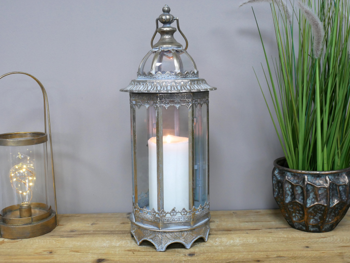 Freyza - Glass and Metal Top Lantern - Large