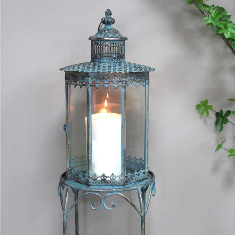 Freyza - Ornate Oxidized Lantern on a Stand - Small