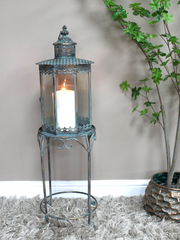 Freyza - Ornate Oxidized Lantern on a Stand - Small