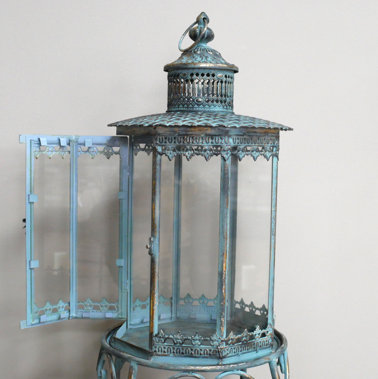 Freyza - Ornate Oxidized Lantern on a Stand - Small