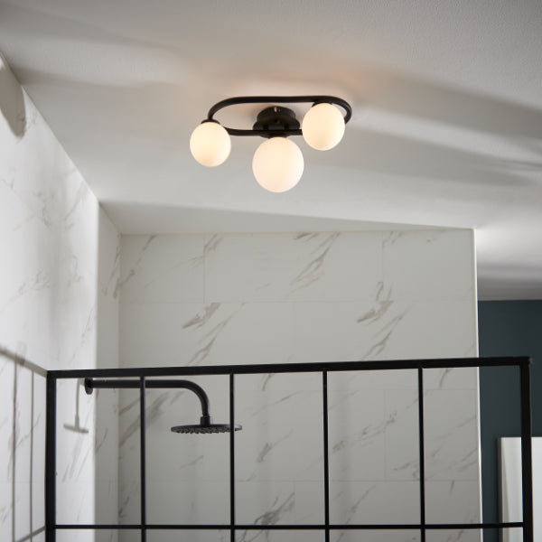 Freyza - Pulsa Matt Black Ceiling Light IP44
