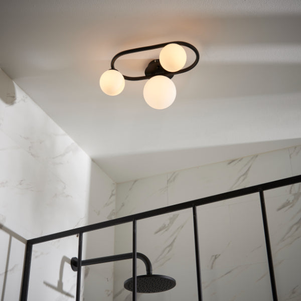 Freyza - Pulsa Matt Black Ceiling Light IP44
