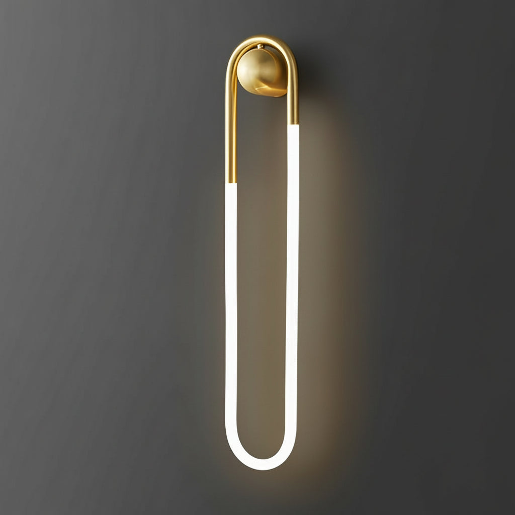 Freyza - Nordic Minimalist Brass LED Wall Sconce – Linear Bedside Wall Lamp (3-Color Dimmable)