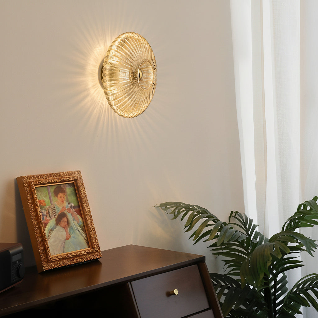 Freyza - LED Wall Sconce Light – Modern Round Striped Glass Postmodern (25x25cm / 9.8x9.8in)