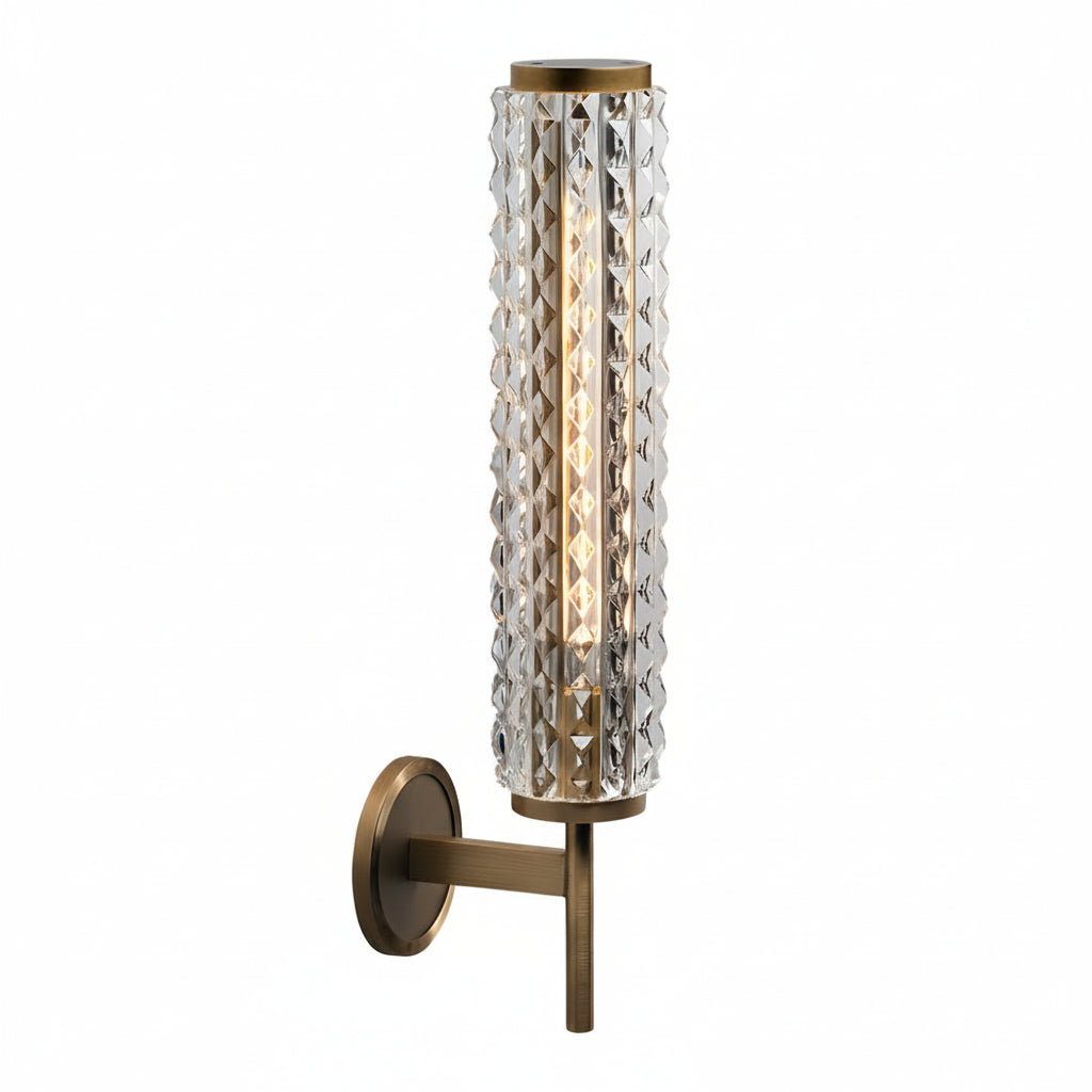 Freyza - LED Wall Sconce Light – Modern American Copper Ribbed Glass (48x16cm / 18.9x6.3in)