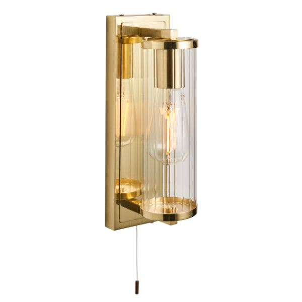 Freyza – Badezimmer-Wandleuchte aus satiniertem Messing IP44 | 315 mm Satinierte Messing-Wandleuchte mit E27-Fassung