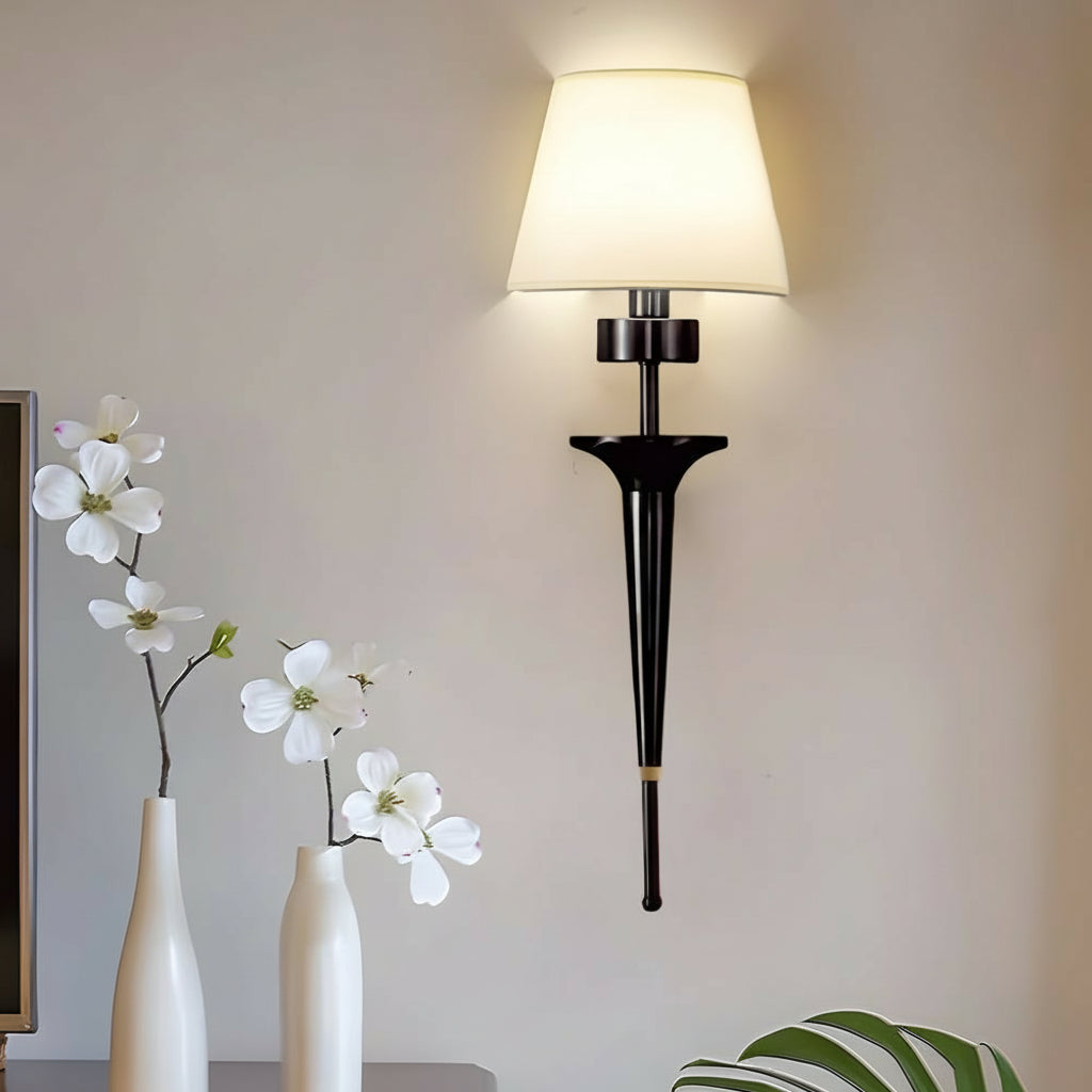 Freyza - LED Wall Sconce Light – Modern American Tall Copper Fabric Shade (66x22cm / 26x8.7in)
