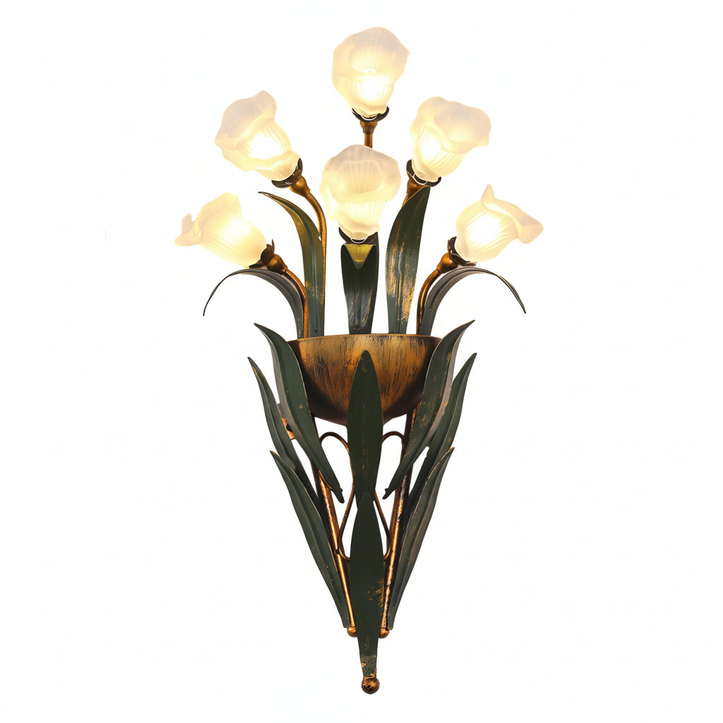 Freyza - Pastoraler Blumenstrauß Wandleuchte – Glas & Eisen Naturinspiriertes Kunstlicht (6/10-Licht)