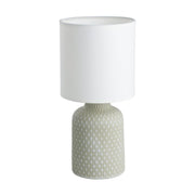 Freyza – Grey Ceramic Table Lamp with White Fabric Shade | Indoor Lighting Fixture with Elegant Base