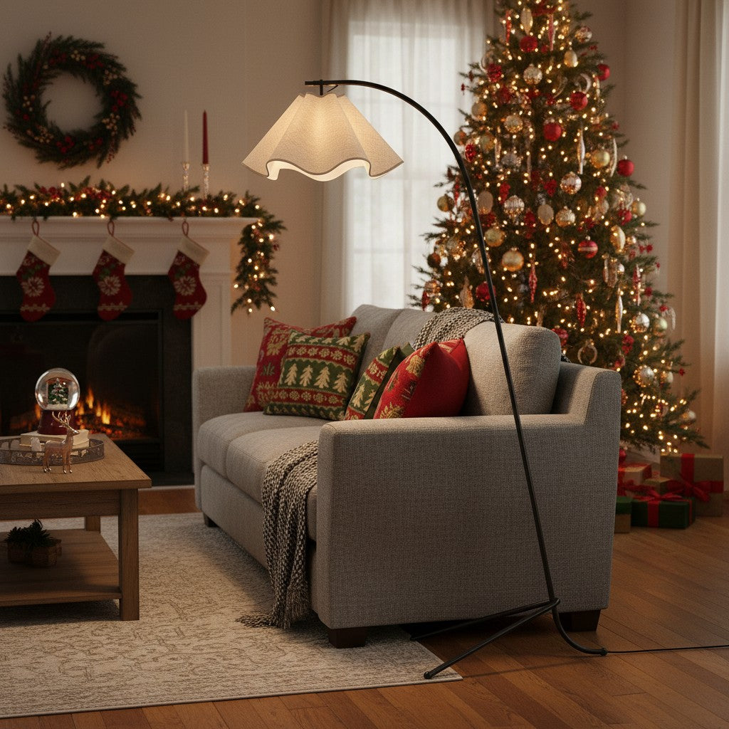 Freyza | Curve Modern Fabric Floor Lamp