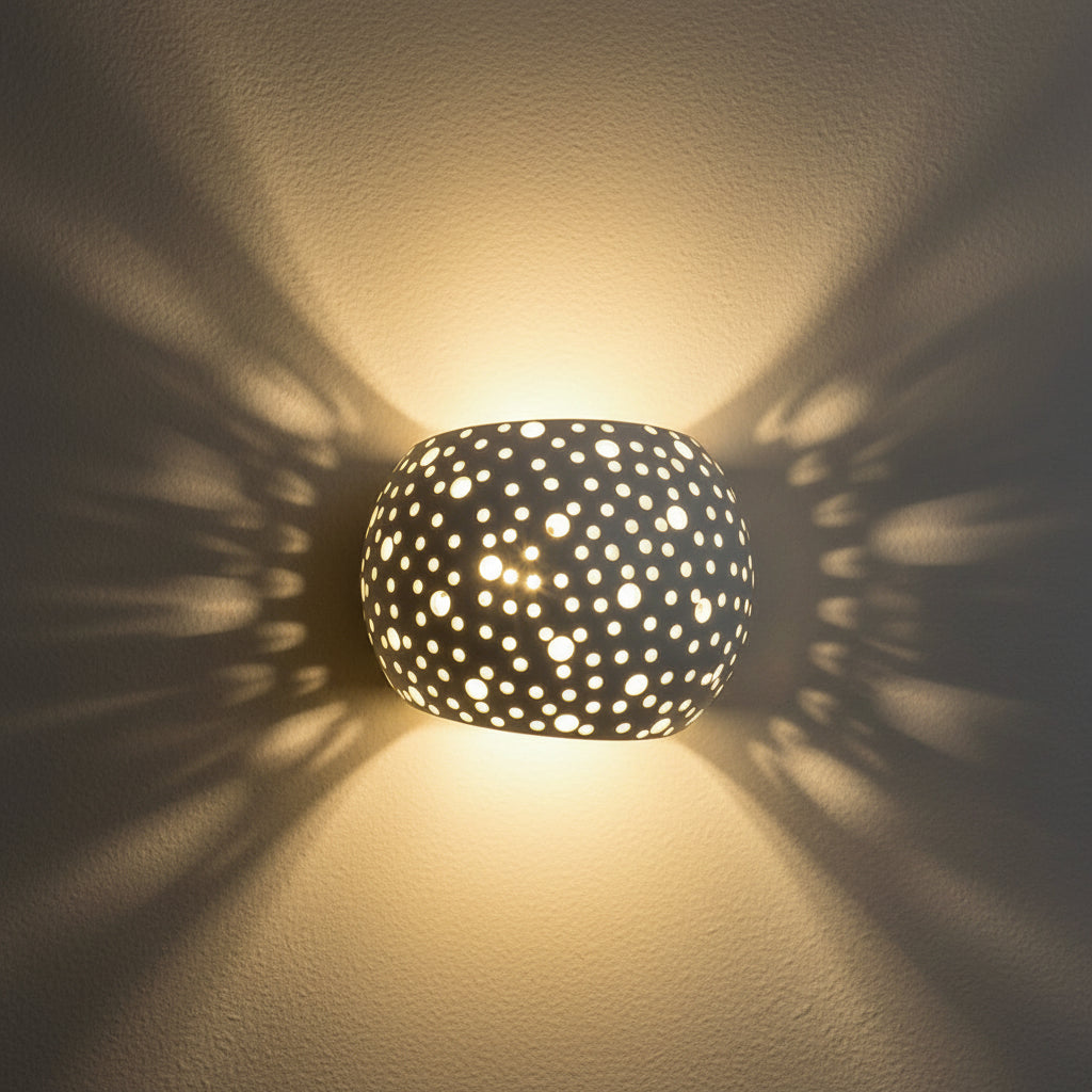 Freyza - Nordic Wall Sconce Round Hollow Gypsum White LED 15cm / 6in Paintable Up Down Light