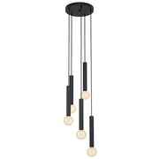 Freyza – 5-Light Matt Black Pendant Ceiling Light | 150 cm Adjustable Hanging Fixture with 5×E27 Bulb Fittings