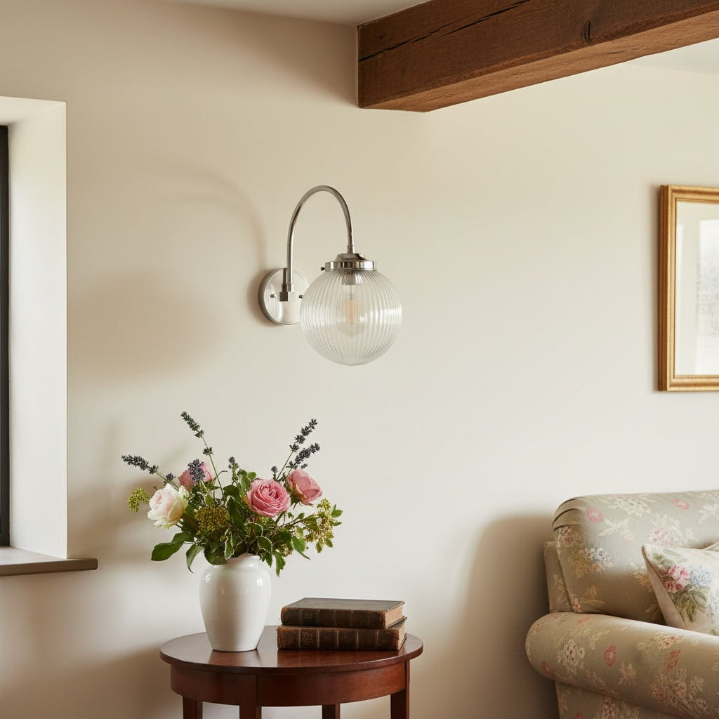 Freyza | Glass Wall Sconce – Industrial Living Room Hallway