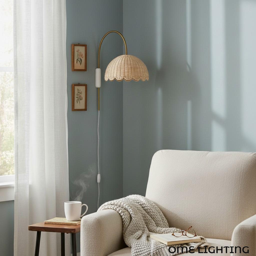 Freyza | Rattan-Wandleuchte – Schlafzimmer, Flur
