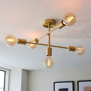Freyza - Studio 5 Light Gold Semi Flush Ceiling Light