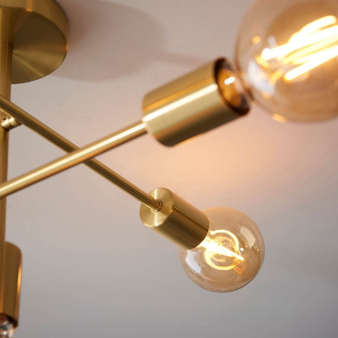 Freyza - Studio 5 Light Gold Semi Flush Ceiling Light