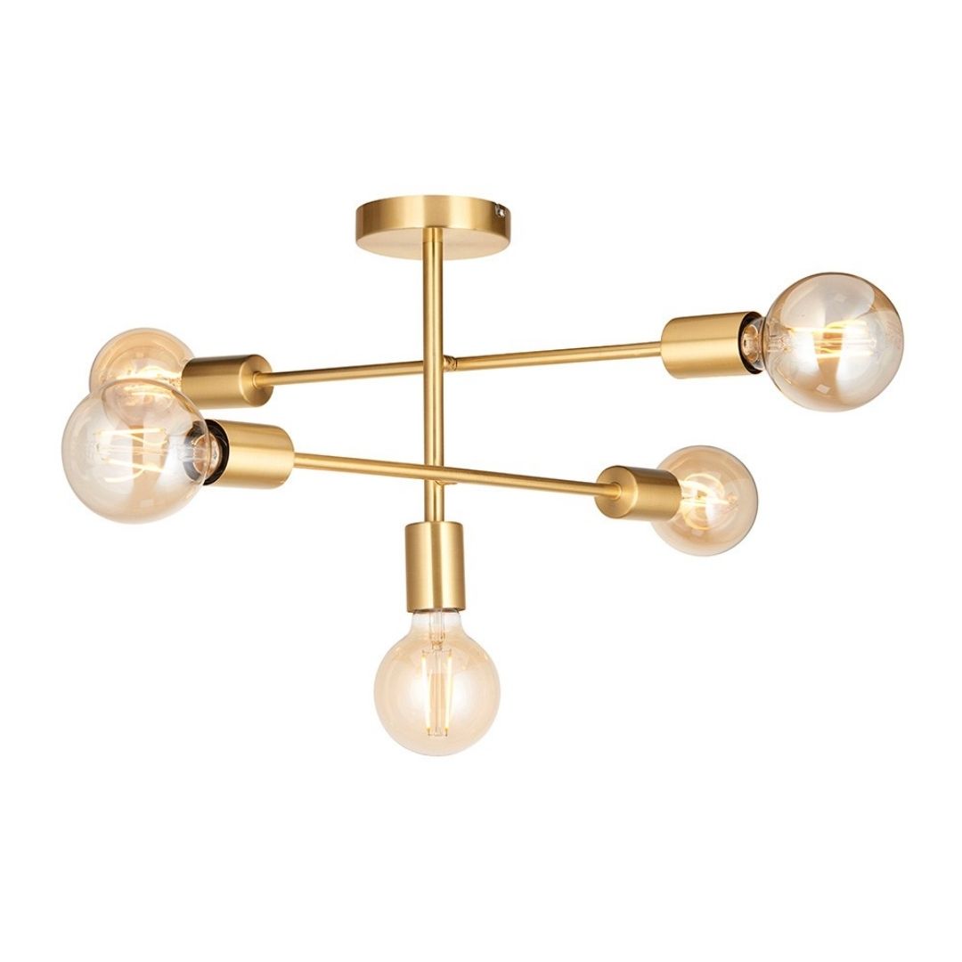 Freyza - Studio 5 Light Gold Semi Flush Ceiling Light