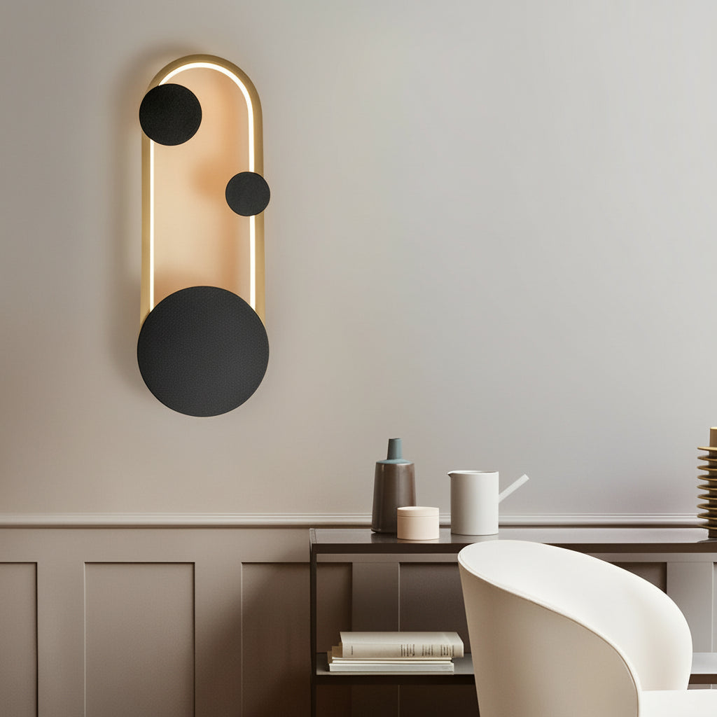 Freyza - LED Wall Sconce – Nordic Geometric Round Oval Iron Acrylic (3-Step Dimming & 13-40cm)