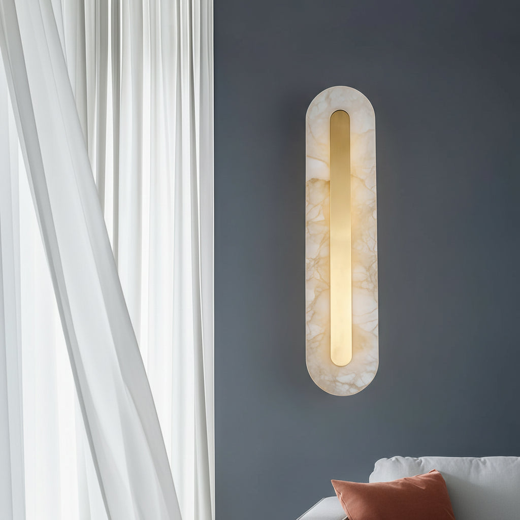 Freyza - LED Wall Sconce Light – Round Square Cloud Stone Brass Gold (30-50cm / 11.8-19.7in)
