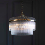 Suspension de plafond Freyza – Marietta à 5 lumières en laiton antique