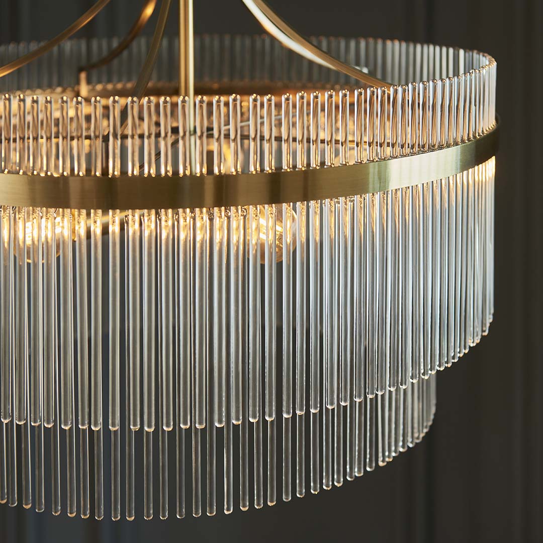 Suspension de plafond Freyza – Marietta à 5 lumières en laiton antique
