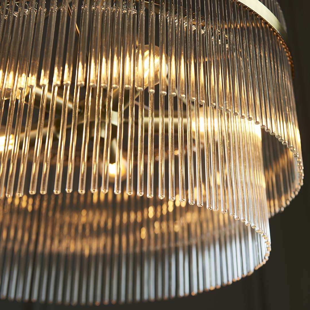 Suspension de plafond Freyza – Marietta à 5 lumières en laiton antique