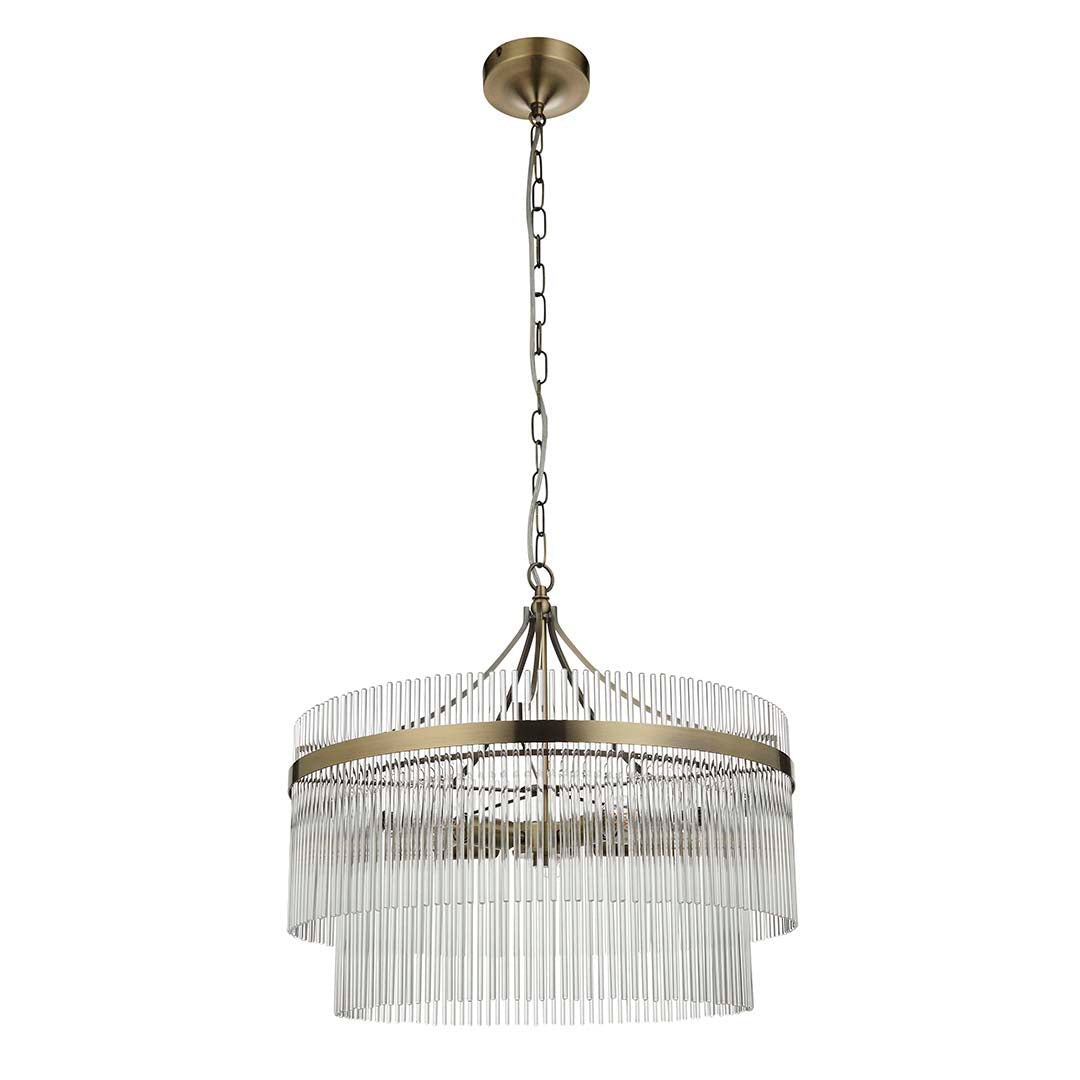 Suspension de plafond Freyza – Marietta à 5 lumières en laiton antique