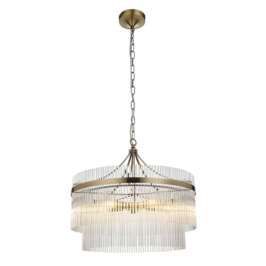 Suspension de plafond Freyza – Marietta à 5 lumières en laiton antique